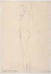 Stehender Mädchenakt nach links